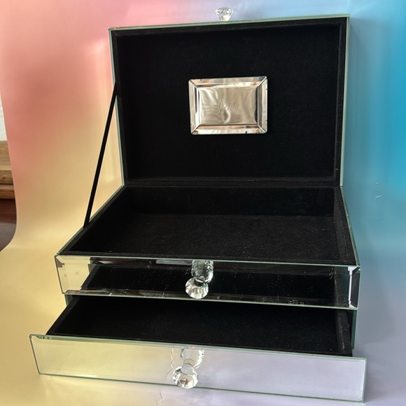 Reflective Jewelry Box with Crystal Handles - Picture 7 of 11